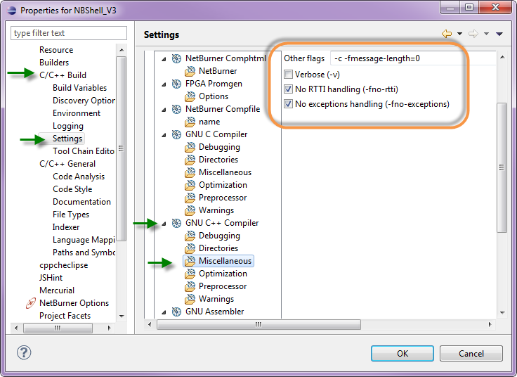 C/C++ Misc. Settings